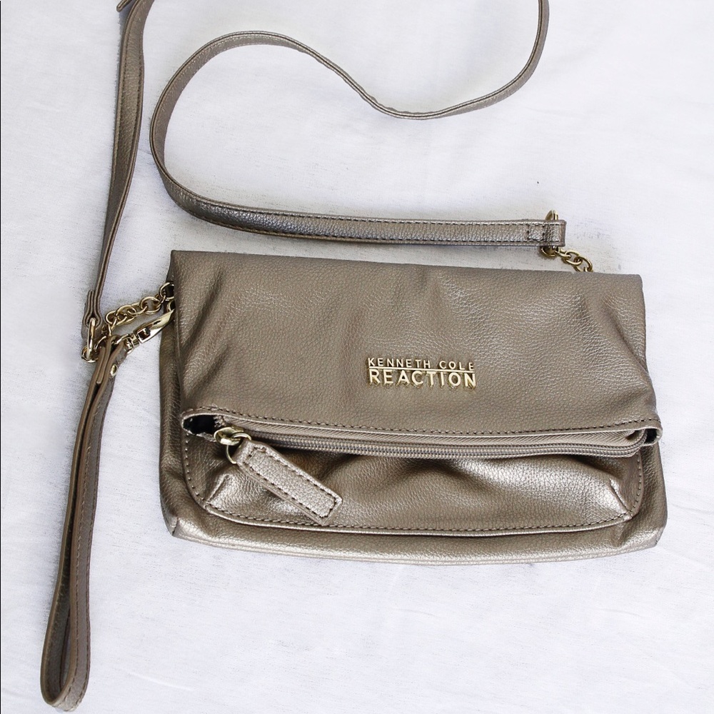 Kenneth Cole Wristlet Bag Posh silver golden